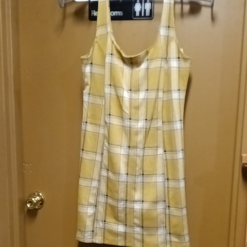 SO Yellow Plaid Mini Dress